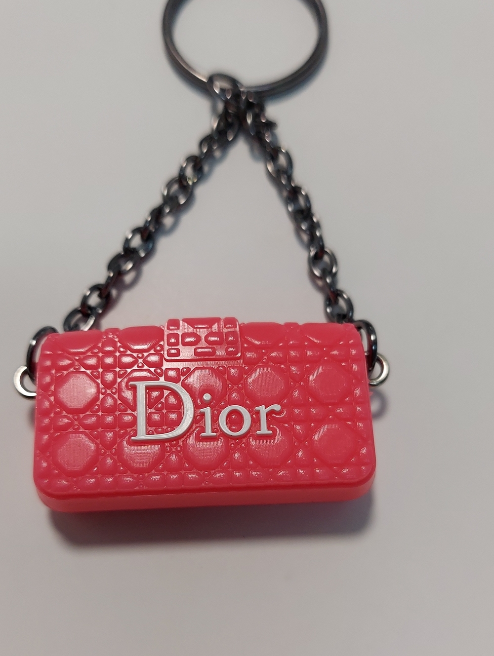 New Keychain‎, Luxury Mini Bag Charm, Pink, White Logo Monogram